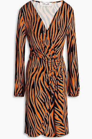 Diane von Furstenberg Toronto wrap-effect zebra-print jersey mini dress