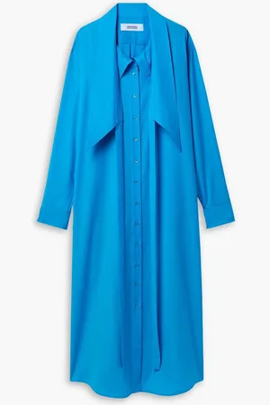 Christopher John Rogers Wool maxi shirt dress - Blue