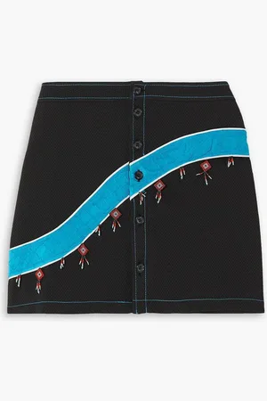 Ahluwalia Priya embellished cloqué-trimmed piqué mini skirt
