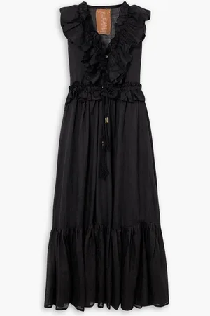 YVONNE S Marie Antoinette ruffled tiered linen maxi dress