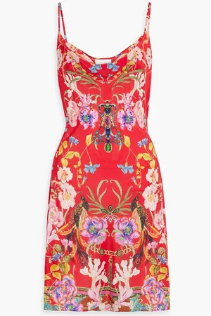Camilla Crystal-embellished printed silk-crepe mini dress