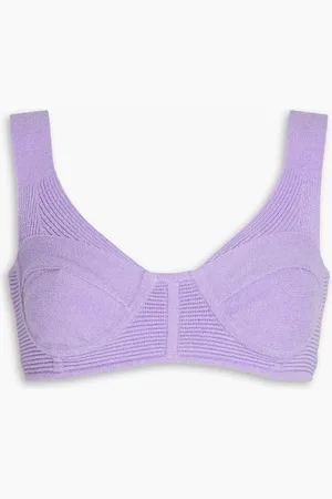Hervé Léger Bouclé-knit cotton-blend bra top