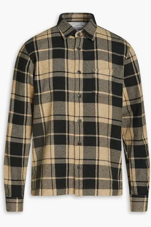 OFFICINE GENERALE Sol checked cotton-flannel shirt - Neutral
