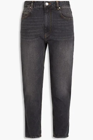 Marant Etoile Cropped high-rise tapered jeans - Gray