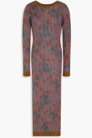 REMAIN Birger Christensen Striped jacquard-knit midi dress - Purple
