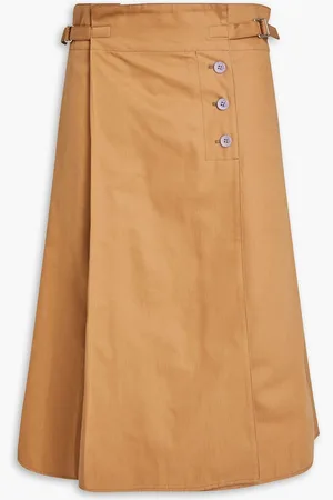 Acne Studios Pleated cotton-twill wrap skirt - Brown
