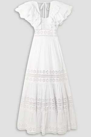 CHARO RUIZ IBIZA Vivida ruffled guipure lace-trimmed cotton-blend voile maxi dress