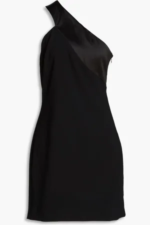Halston Heritage Leigh one-shoulder satin-paneled crepe mini dress