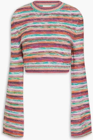 Chloé Cropped striped wool and cashmere-blend sweater