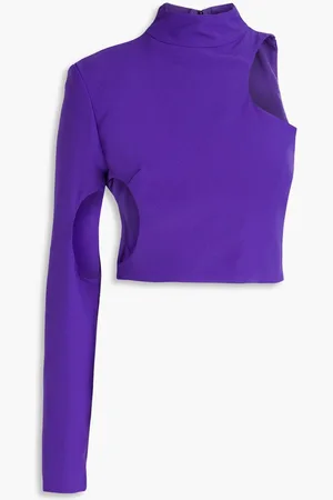 Monot One-shoulder cutout crepe top