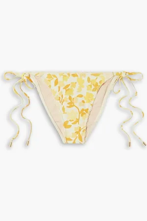 Peony Floral-print bikini briefs - Yellow