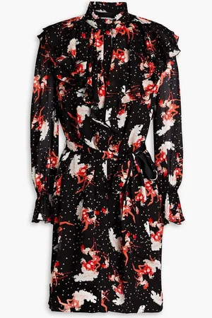 Diane von Furstenberg Ryder ruffled printed crepe mini shirt dress
