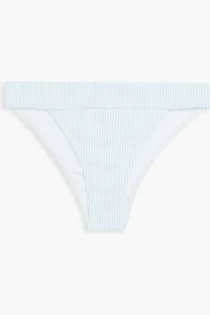 ONIA Striped stretch-seersucker mid-rise briefs - Blue