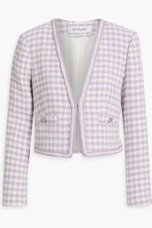 Derek Lam Astrid metallic houndstooth cotton-blend tweed jacket - Purple