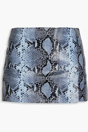 16Arlington Minerva wrap-effect snake-effect leather mini skirt