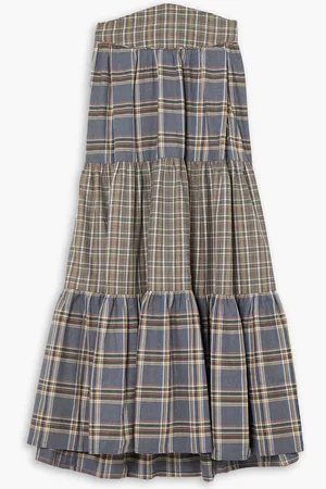 Anna Mason Tati tiered checked cotton-flannel maxi skirt