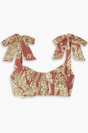 JOHANNA ORTIZ Sunset Riders printed linen bra top - Pink