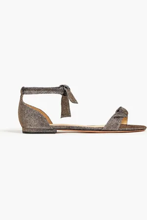 ALEXANDRE BIRMAN New Clarita bow-detailed lamé sandals - Metallic