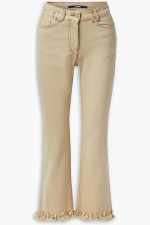 Jacquemus Frayed embellished cropped straight-leg jeans - Neutral
