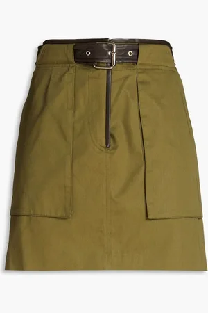 LVIR Belted cotton-twill mini skirt - Green