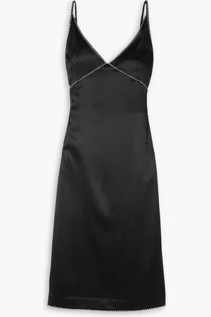 DRIES VAN NOTEN Crystal-embellished silk-satin midi slip dress