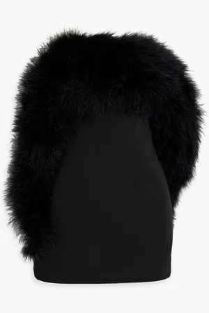 16Arlington Blaise strapless feather-embellished crepe mini dress
