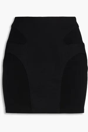 DION LEE Ribbed jersey-paneled cotton-blend mini skirt