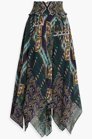 Cara Cara Harvey printed silk-chiffon midi skirt - Green