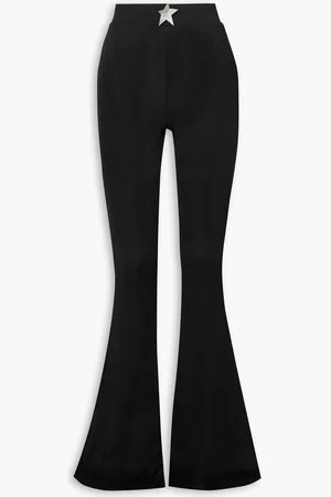 AREA Embellished ribbed-jersey bootcut pants