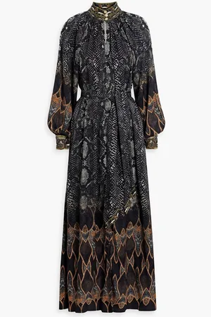 Camilla Crystal-embellished printed satin-jacquard maxi dress