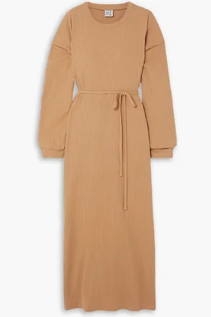 Baserange Shaw ribbed cotton wrap midi dress - Brown