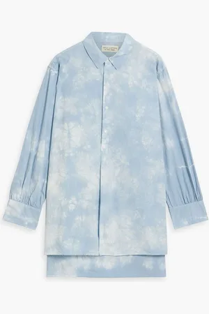 NILI LOTAN Ambroise tie-dyed crinkled cotton tunic - Blue