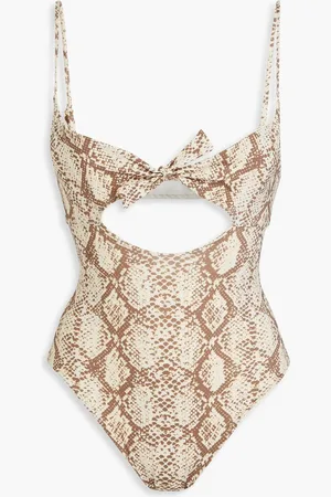 Melissa Odabash Amalfi cutout snake-print swimsuit