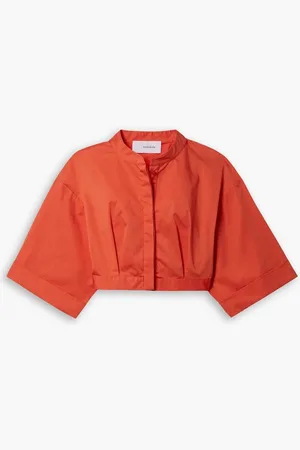 Bondi Born Levera cropped cotton-blend sateen top