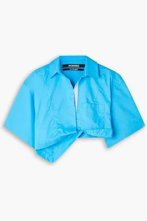 Jacquemus Capri cropped cotton-poplin shirt - Blue