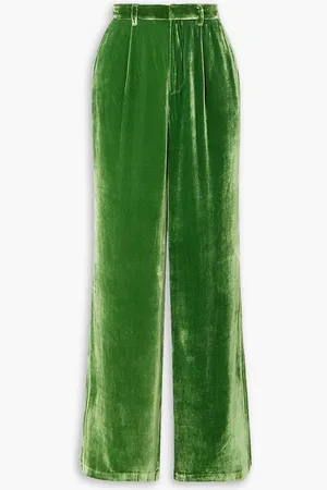 Reformation Wes velvet wide-leg pants - Green