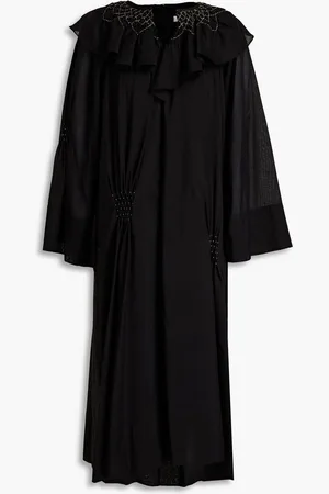 tibi Ruffled cotton-blend mousseline midi dress