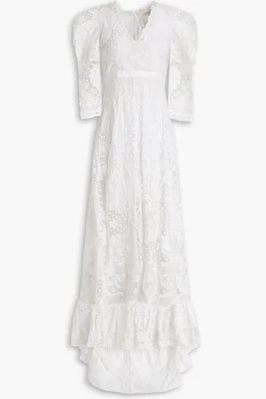 LOVESHACKFANCY Cloud cutout cotton crocheted lace maxi dress - White