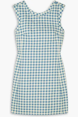 EMILIA WICKSTEAD Emmy gingham denim mini dress - Blue