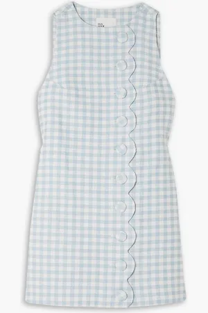 Lisa Marie Fernandez Scalloped cotton-blend jacquard mini dress - Blue
