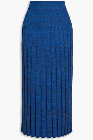 Joseph Space-dyed ribbed-knit midi skirt - Blue