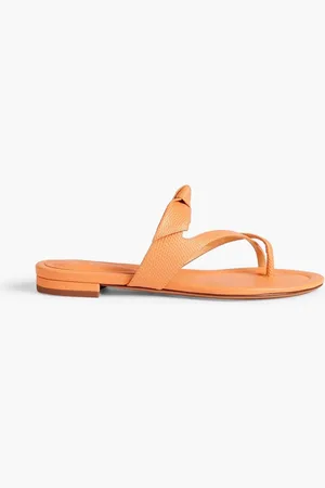 ALEXANDRE BIRMAN Clarita bow-embellished lizard-effect leather sandals