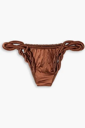 Isa Boulder Tight Rope twisted stretch-satin low-rise bikini briefs - Metallic