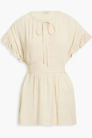 By Malene Birger Ruffled crepe de chine tunic - Neutral