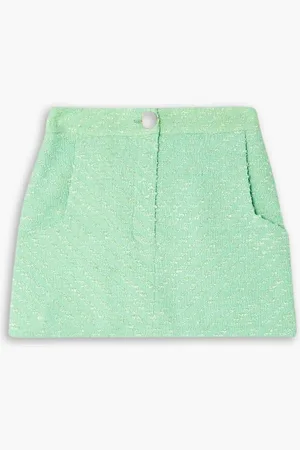 Rowen Rose Metallic cotton-blend tweed mini skirt - Green