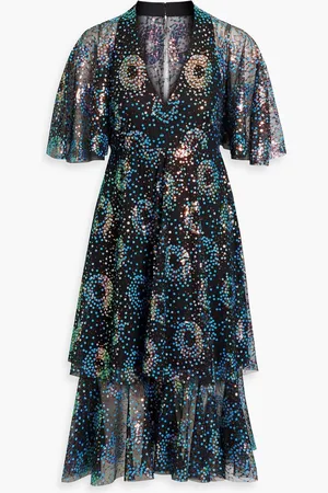 Anna Sui Tiered sequined tulle dress