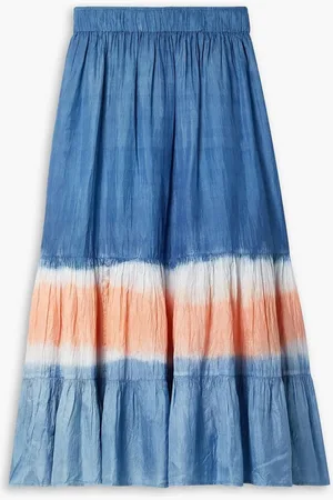 Cara Cara Amanda tiered tie-dyed silk-crepe midi skirt