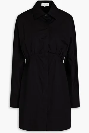 Halston Heritage Kylie gathered cotton-poplin mini shirt dress