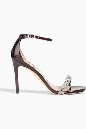 Stuart Weitzman Embellished iridescent-effect patent-leather sandals