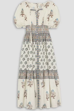 Cubus Camilla tiered floral-print cotton-poplin maxi dress - White